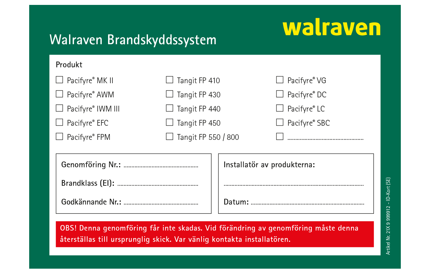 Pacifyre® ID-Kort - Walraven Sverige